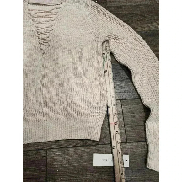 Sophie Rue Women’s Laceup Front Cable Knit Sweater, Size XS cream Off White - Picture 6 of 8